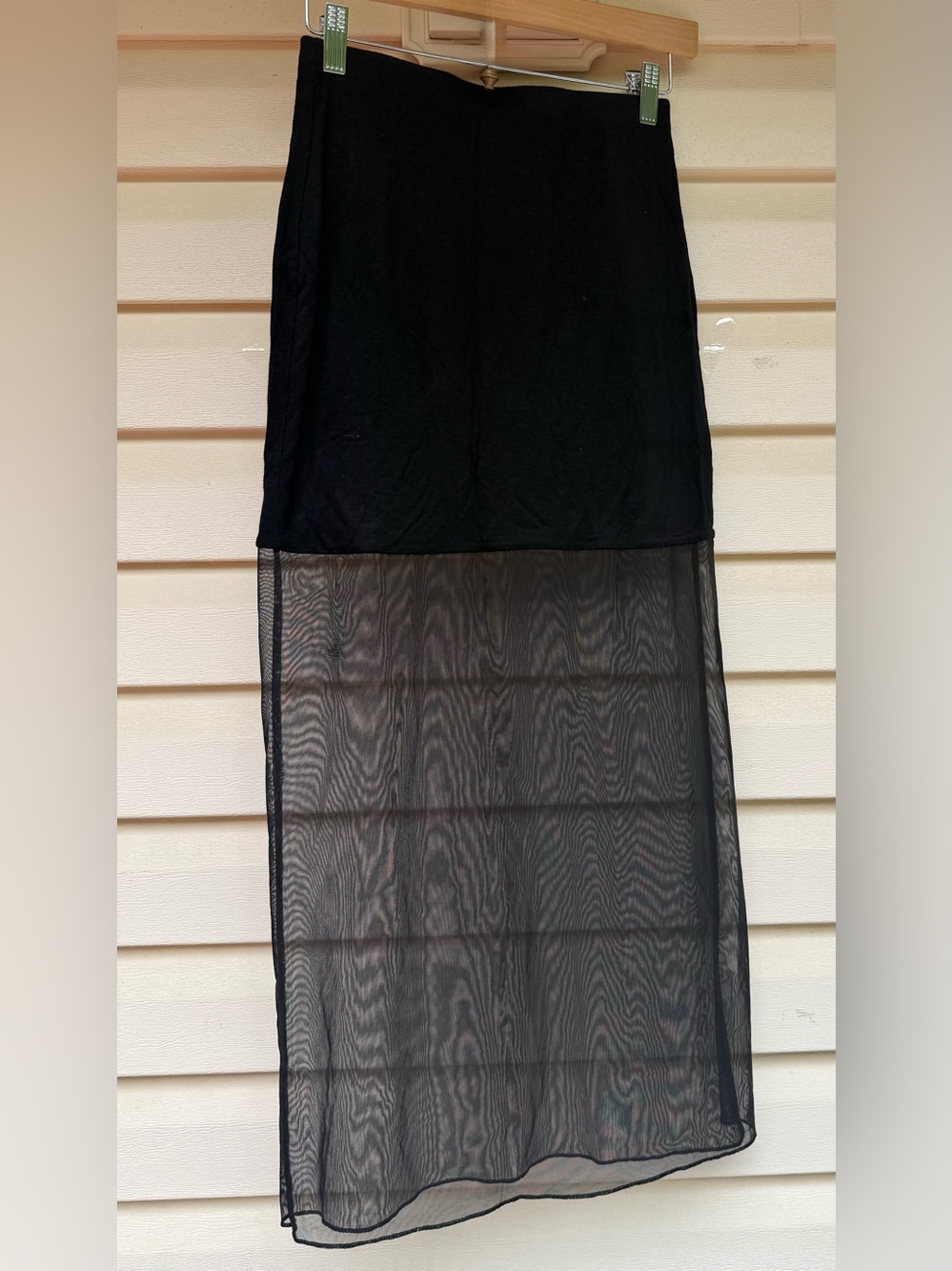 Reformation Black Mesh Panel Maxi Skirt Deadstock Knit Size XS - Picture 8 of 8